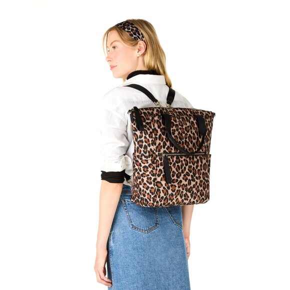 New Kate Spade Chelsea Spotted Leopard Large Convertible Backpack Brown Multi - Picture 1 of 6
